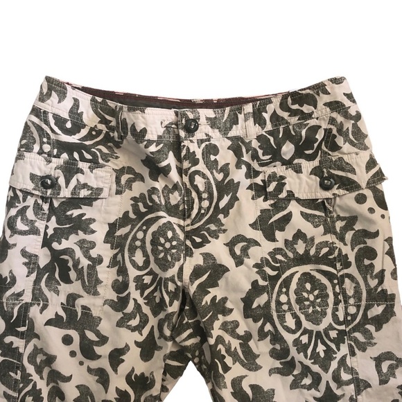 Tommy Hilfiger Crop Pant Sz. 14P Fleur De Lis Print Tan Olive Green 100% Cotton - Picture 4 of 4